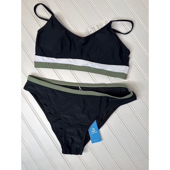 NWT Cupshe Two Peace Swimsuit Bikini Black Cheeky Bathingsuit Beach BUNDLE Sze M - Picture 4 of 5